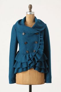 Frilled Echelons Peacoat   Anthropologie