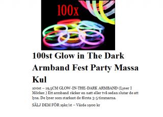 100st Glow in The Dark Armband Fest Party Massa Kul på Tradera 