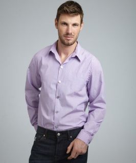 Paul Smith PS pink and purple striped paneled button front shirt