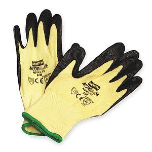 NORTH SAFETY Cut Resistant Gloves,Yellow/Black,L,PR   1AHR3    