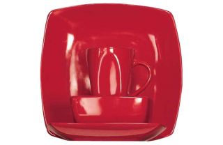 Living 16 Piece Bosa Square Stoneware Dinner Set   Red. from Homebase 
