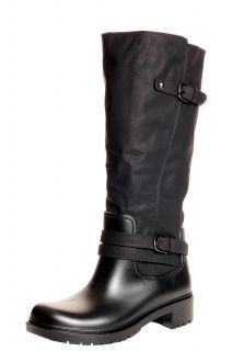 Katherine Faux Fur Lined Buckle Strap Rain Boots at boohoo