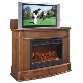 Soho Electric Fireplace TV Lift Cabinet with Motorized Lift   Caramel 