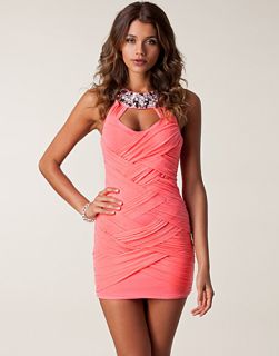 PARTY DRESSES   ELISE RYAN / TWISTED MESH JEWEL NECK DRESS   NELLY