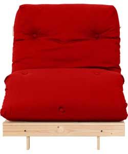 Single Pine Futon Sofa Bed with Mattress   Red. from Homebase.co.uk 