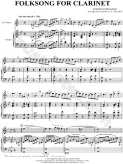 Robert Schumann   Folksong for Clarinet Sheet Music   Download 