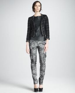 Alice + Olivia Lucca Tweed Jacket, Crystal Leather Front