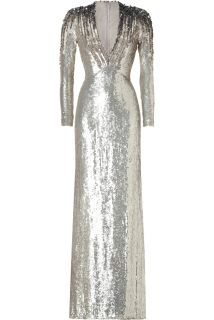 Jenny Packham Silver Sequined Silk Gown  Damen > Kleider  STYLEBOP 
