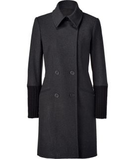 Theory The Betje Dark Charcoal Wool Blend Coat  Damen  Mäntel 