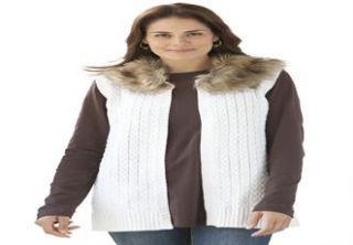Plus Size Faux fur sweater vest  Plus Size cardigan  Woman Within 