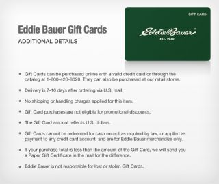 Eddie Bauer  Gift Cards & E Gift Cards