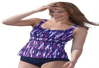 Plus Size Swimsuit tank with empire waist by Inches Off®  Plus Size 
