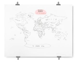 PLACES ON EARTH   OLIVER JEFFERS  World Map Art Print  UncommonGoods