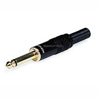 Product Image for 6.3mm (1/4 inch) Mono Plug, Black Shell, Gold Plated 