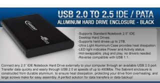 Sabrent 2.5 USB 2.0 to IDE/PATA Aluminum Hard Drive Enclosure   Black 