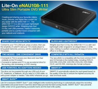 Lite On eNAU108 111 Ultra Slim Portable DVD Writer Product Details