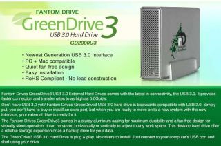 Fantom Drive GD2000U3 GreenDrive3 External Hard Drive   2TB, USB 3.0 