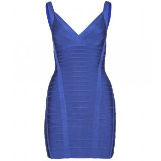 Royal blue sleeveless characteristic stretch dress with a form fitting 