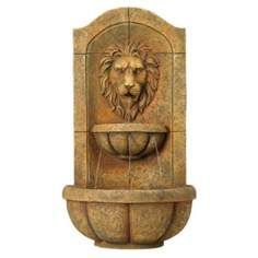 Lion Head Iron and Faux Stone Indoor Outdoor Fountain