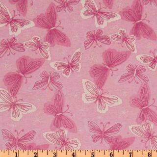 Comfy Flannel Butterflies Pink   Discount Designer Fabric   Fabric 