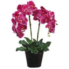 Potted Violet Phalaenopsis 24 High Faux Silk Orchids