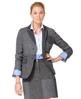 Wool Patchwork Check Jacket   Brooks Brothers