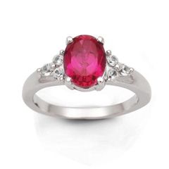0mm Heart Shaped Lab Created Ruby and White Sapphire Heart Ring in 