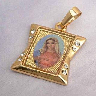 Miraculous 9K GOLD FILLED,CZ,Blessed Virgin Mary Pendant,Pray Heaven 