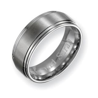 Mens 8.0mm Engraved Stainless Steel Wedding Band (27 Characters 