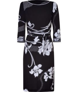 Leonard Black/White Art Deco Printed Silk Dress  Damen > Kleider 
