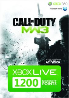 Xbox Live 1200 Microsoft Points Call of Duty Modern Warfare 3 