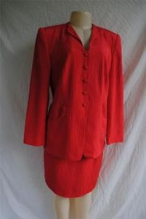 RENA LANGE Bergdorf Goodman Textured SILK Skirt Suit Jacket Blazer 46 
