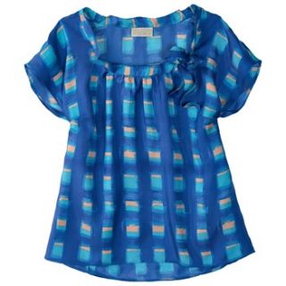 Toast Blue/Multi Check Silk Top