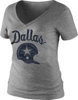Dallas Cowboys Womens Heathered Grey Nike Tri Blend Champions V Neck 