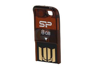 Silicon Power Touch T02 Mini 8GB USB 2.0 Flash Drive (Orange) Model 