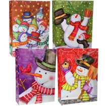 Bulk Voila Whimsical Snowmen Super Jumbo Christmas Gift Bags, 28 at 