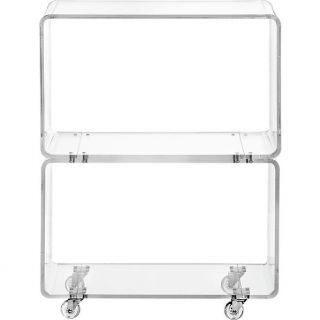 peekaboo clear rolling two shelf in accent tables  CB2