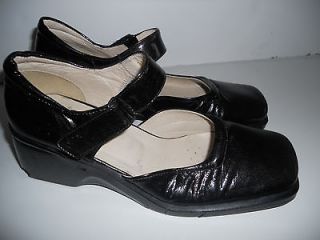GEOX RESPIRA Black Patent Leather Mary Jane Shoes  Size 6.5 (37)