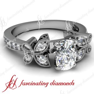   Cut Diamond Butterfly Engagement Ring Pave Set 14K Gold SI1 GIA