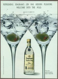 Seagrams Gin 1993 magazine print ad, fold in art, liquor 