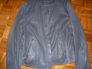 Giorgio Armani Men Washed Black Peforated Lamb Leather Jacket Coat 