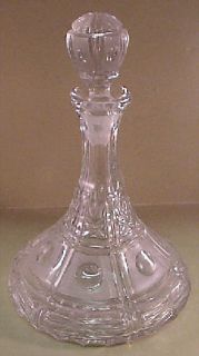 Ship/Captains Glass Crystal Decanter 11 w/Stopper Frosted Sides EUC