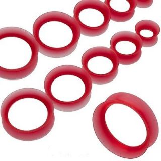    Red Silicone Ear Skin Very Thin Tunnels Plugs 11MM Piercings Flared