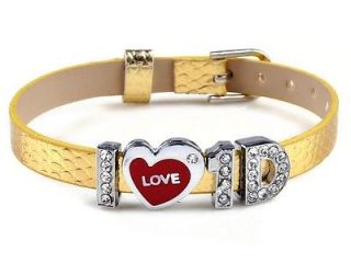 One Direction Wristbands Crystal Slider Gold Letter Bracelet I Love 1 