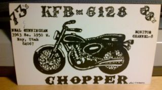 citizens band CB radio QSL postcard motorcycle Cunningham 1970s Roy UT 