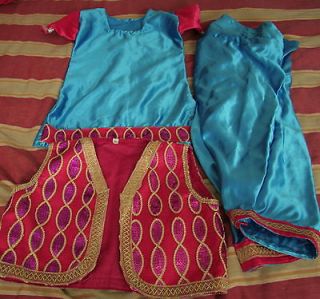 INDIAN PAKISTANI SATIN SILK GIRLS 5 6 7 SALWAR KAMEEZ SUIT DRESS WITH 