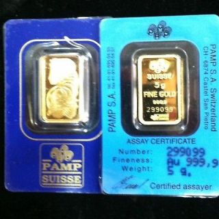 Gram Pamp Suisse Gold Bar .9999 Fine ( In Assay )
