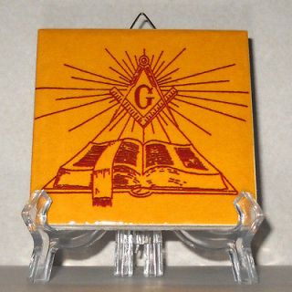 Masonic Square and Compass with Bible Ceramic Tile Mason Freemasonry 