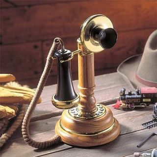 Wood Candlestick Phone   OAK retro nostalgic vintage styled telephone 