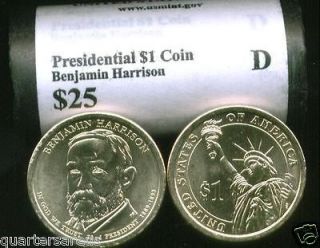 Head/Tail~ 2012 D MINT BENJAMIN HARRISON PRESIDENTIAL $25 DOLLAR ROLL 
